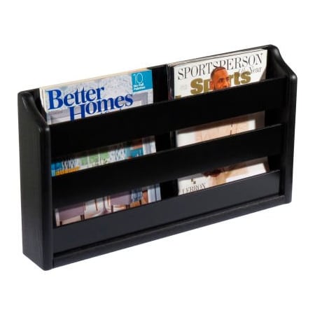 Wooden Mallet Wooden Mallet Wall Mount or Countertop Magazine Rack 20"W Black MRS2BK